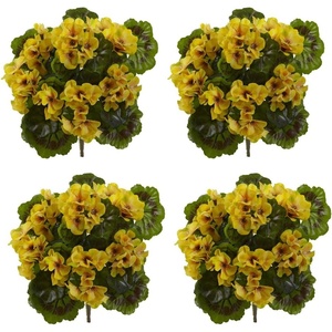 image:imageNearly Natural 13 in Artificial Geranium Bush Set UVResistant Porch DecorYellow