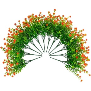 image:imageNearly Natural 13in UV Resistant Artificial Flowering Mini Rose Bush IndoorOutdoor  Set of 12Orange