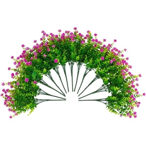 image:imageNearly Natural 13in UV Resistant Artificial Flowering Mini Rose Bush IndoorOutdoor  Set of 12Purple
