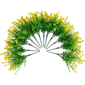 image:imageNearly Natural 13in UV Resistant Artificial Flowering Mini Rose Bush IndoorOutdoor  Set of 12Yellow