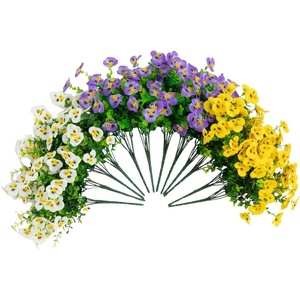 image:imageNearly Natural 13in UV Resistant Artificial Pansy Bush IndoorOutdoor  Set of 12Assorted 1
