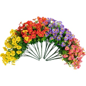 image:imageNearly Natural 13in UV Resistant Artificial Pansy Bush IndoorOutdoor  Set of 12Assorted 2