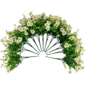 image:imageNearly Natural 13in UV Resistant Artificial Pansy Bush IndoorOutdoor  Set of 12White