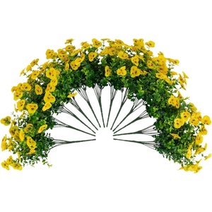 image:imageNearly Natural 13in UV Resistant Artificial Pansy Bush IndoorOutdoor  Set of 12Yellow