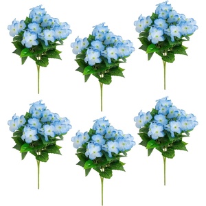 image:imageNearly Natural 14in UV Resistant Artificial Hydrangea Bush IndoorOutdoor  Set of 6Blue