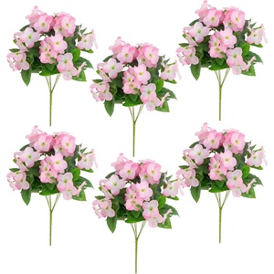 image:imageNearly Natural 14in UV Resistant Artificial Hydrangea Bush IndoorOutdoor  Set of 6Pink