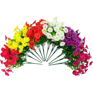 image:imageNearly Natural 14in UV Resistant Artificial Morning Glory Bush IndoorOutdoor  Set of 12Assorted 1