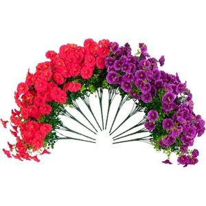 image:imageNearly Natural 14in UV Resistant Artificial Morning Glory Bush IndoorOutdoor  Set of 12Assorted 3