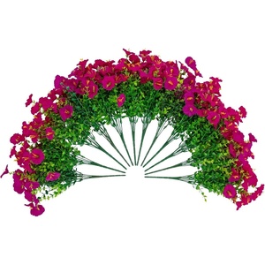 image:imageNearly Natural 14in UV Resistant Artificial Morning Glory Bush IndoorOutdoor  Set of 12Fuchsia