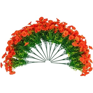 image:imageNearly Natural 14in UV Resistant Artificial Morning Glory Bush IndoorOutdoor  Set of 12Orange