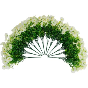 image:imageNearly Natural 14in UV Resistant Artificial Morning Glory Bush IndoorOutdoor  Set of 12White