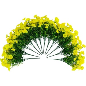 image:imageNearly Natural 14in UV Resistant Artificial Morning Glory Bush IndoorOutdoor  Set of 12Yellow