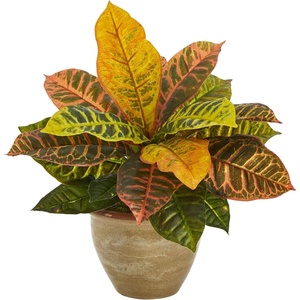 image:imageNearly Natural 15in Garden Croton Artificial Plant in Ceramic Planter Real Touch