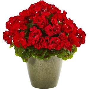 image:imageNearly Natural 17in Geranium Artificial Plant UV Resistant IndoorOutdoorRed