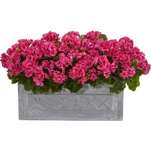 image:imageNearly Natural 18 in Artificial Geranium Plant in Stone Planter Porch DecorBeauty