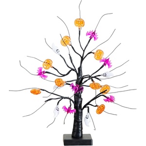 image:imageNearly Natural 18in PreLit Halloween Ghost Bats amp Pumpkins LED Lighted Ornament Tree