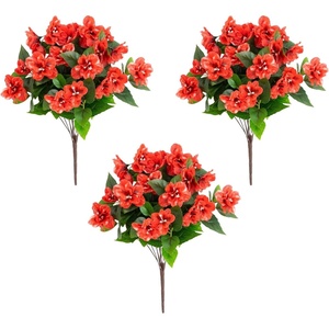 image:imageNearly Natural 19in UV Resistant Artificial Azalea Bush IndoorOutdoor  Set of 3Red