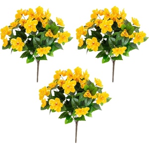 image:imageNearly Natural 19in UV Resistant Artificial Azalea Bush IndoorOutdoor  Set of 3Yellow