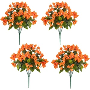 image:imageNearly Natural 19in UV Resistant Artificial Bougainvillea Bush IndoorOutdoor  Set of 4Orange
