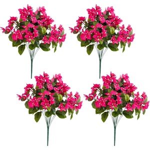 image:imageNearly Natural 19in UV Resistant Artificial Bougainvillea Bush IndoorOutdoor  Set of 4Pink