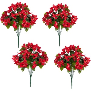 image:imageNearly Natural 19in UV Resistant Artificial Bougainvillea Bush IndoorOutdoor  Set of 4Red