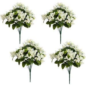image:imageNearly Natural 19in UV Resistant Artificial Bougainvillea Bush IndoorOutdoor  Set of 4White