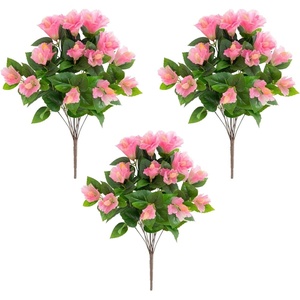 image:imageNearly Natural 19in UV Resistant Artificial Hibiscus Bush IndoorOutdoor  Set of 3Pink