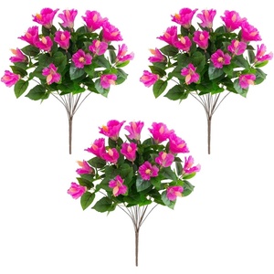 image:imageNearly Natural 19in UV Resistant Artificial Hibiscus Bush IndoorOutdoor  Set of 3Purple