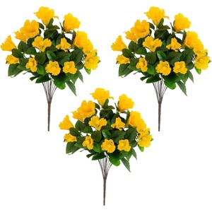 image:imageNearly Natural 19in UV Resistant Artificial Hibiscus Bush IndoorOutdoor  Set of 3Yellow