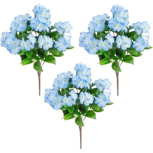 image:imageNearly Natural 19in UV Resistant Artificial Hydrangea Bush IndoorOutdoor  Set of 3Blue