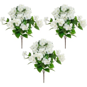 image:imageNearly Natural 19in UV Resistant Artificial Hydrangea Bush IndoorOutdoor  Set of 3White