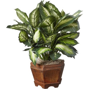 image:imageNearly Natural 22 in Artificial Triple Golden Dieffenbachia with Wood Vase