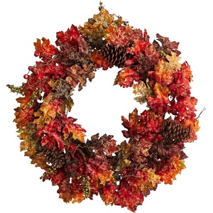 image:imageNearly Natural 24in Autumn Maple Berries and Pinecone Fall Artificial Wreath