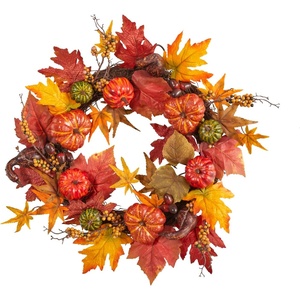 image:imageNearly Natural 24in Autumn Pumpkin and Berries Artificial Fall Wreath