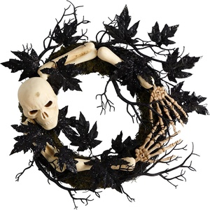 image:imageNearly Natural 24in Halloween Skull and Bones Wreath