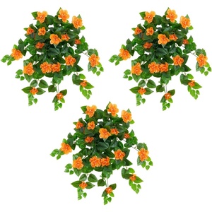 image:imageNearly Natural 24in UV Resistant Artificial Azalea Hanging Plant IndoorOutdoor  Set of 3Orange
