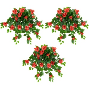 image:imageNearly Natural 24in UV Resistant Artificial Azalea Hanging Plant IndoorOutdoor  Set of 3Red
