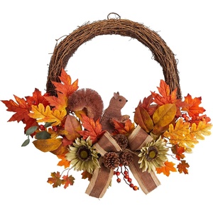 image:imageNearly Natural 26in Fall Harvest Artificial Autumn Wreath with Twig Base and Bunny