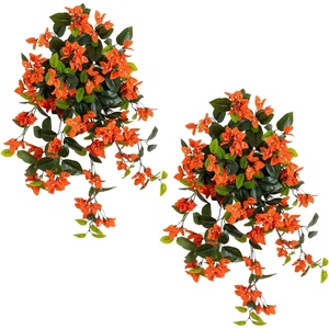 image:imageNearly Natural 28 Bougainvillea Hanging Bush Artificial Set of 2 UV Resistant IndoorOutdoor Silk Plants RedOrange