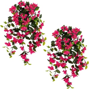 image:imageNearly Natural 28 Bougainvillea Hanging Bush Artificial Set of 2 UV Resistant IndoorOutdoor Silk Plants RedPink