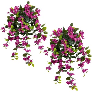 image:imageNearly Natural 28 Bougainvillea Hanging Bush Artificial Set of 2 UV Resistant IndoorOutdoor Silk Plants RedPurple