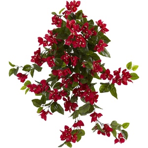 image:imageNearly Natural 28 Bougainvillea Hanging Bush Artificial Set of 2 UV Resistant IndoorOutdoor Silk Plants RedRed