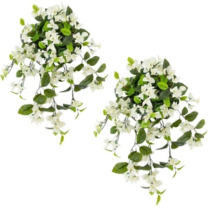image:imageNearly Natural 28 Bougainvillea Hanging Bush Artificial Set of 2 UV Resistant IndoorOutdoor Silk Plants RedWhite