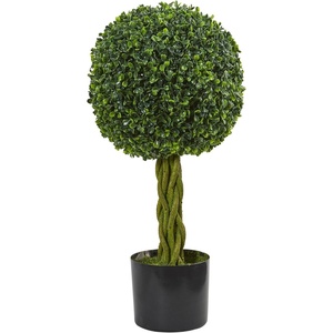 image:imageNearly Natural 2ft Boxwood Ball with Woven Trunk Artificial Tree UV Resistant IndoorOutdoor
