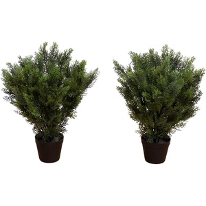 image:imageNearly Natural 2ft UV Resistant Artificial Cedar Tree  IndoorOutdoor Faux Greenery Bush Dense Lifelike Foliage Perfect for Entranceways Gardens No Maintenance Required Set of 2