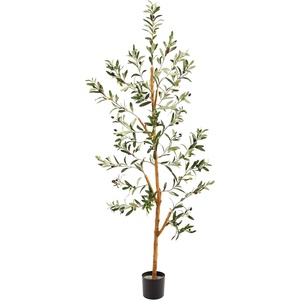 image:imageNearly Natural 3 ft Artificial Olive Tree with Natural Trunk for Decor4ft 6in
