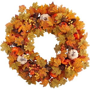 image:imageNearly Natural 30 in Artificial Autumn Pumpkin Maple Leaf Wreath Wall Decor