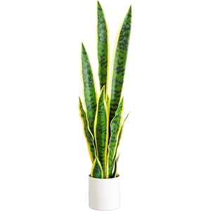 image:imageNearly Natural 30 in Artificial Sansevieria Plant Yellow Border Room Decor