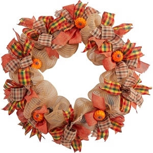 image:imageNearly Natural 30in Autumn Pumpkin with Decorative Bows Artificial Fall Wreath