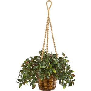 image:imageNearly Natural 30in Mini Melon Artificial Plant in Hanging Basket UV Resistant IndoorOutdoor